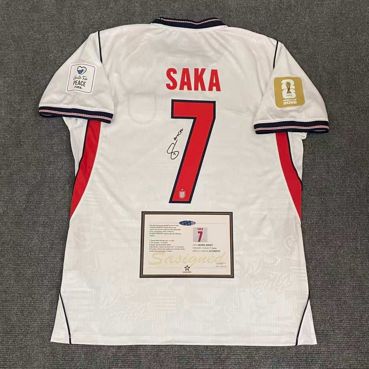 Bukayo Saka Signed England 2026 World Cup Jersey Shirt - COA - Signature Version