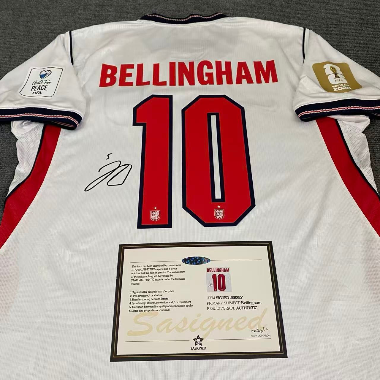 Jude Bellingham Signed England 2026 World Cup Jersey Shirt - COA - Signature Version