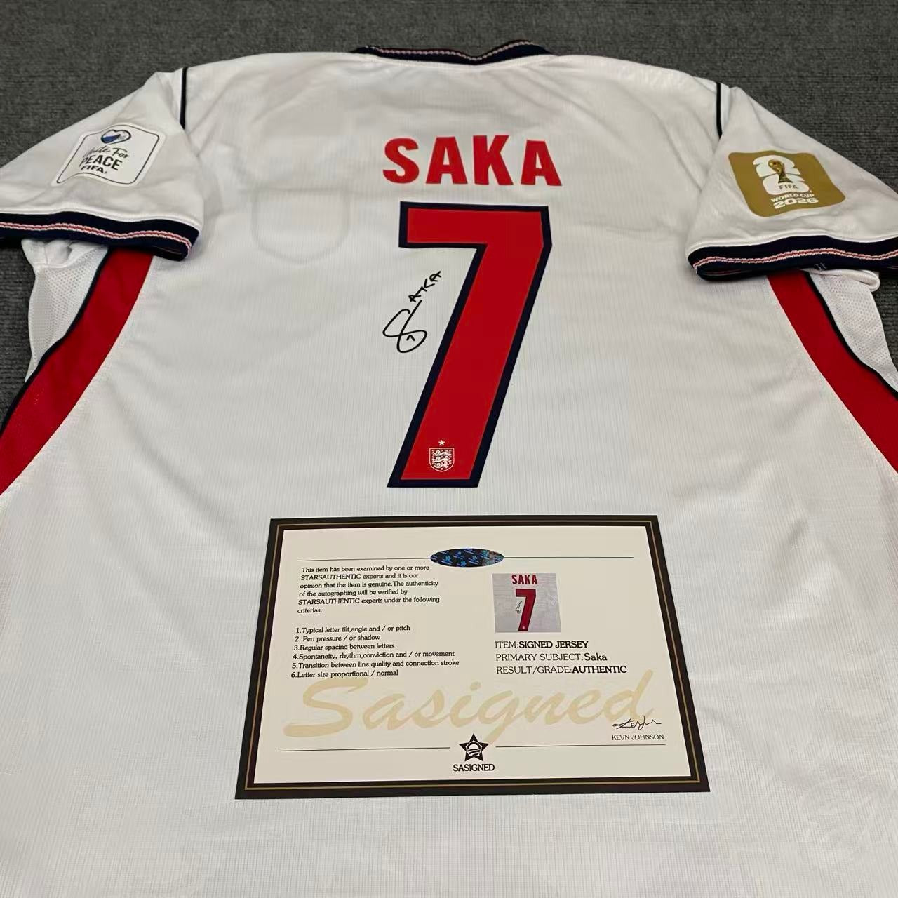 Bukayo Saka Signed England 2026 World Cup Jersey Shirt - COA - Signature Version