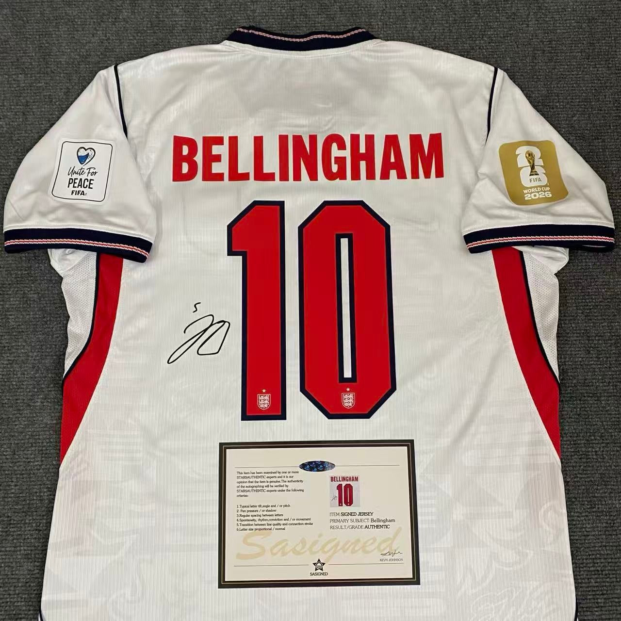 Jude Bellingham Signed England 2026 World Cup Jersey Shirt - COA - Signature Version