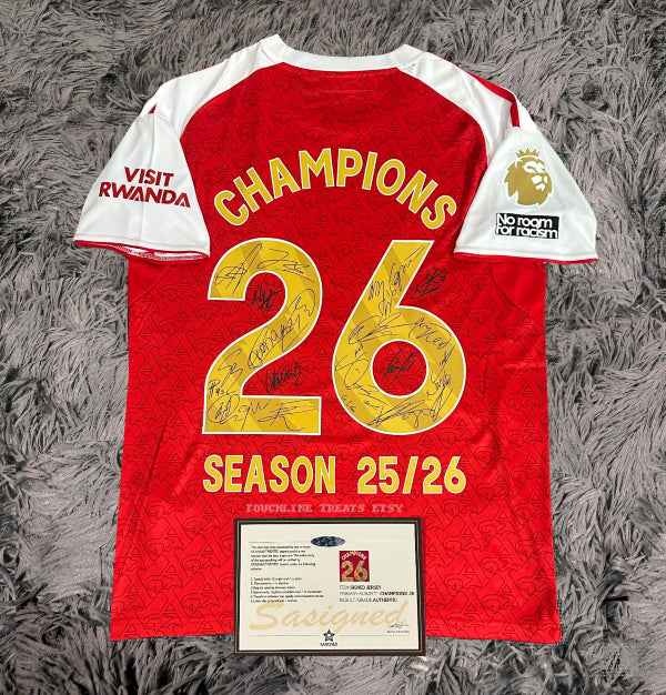 Arsenal Champions Full Team Signed 25/26 Jersey Shirt - COA - Signature Version