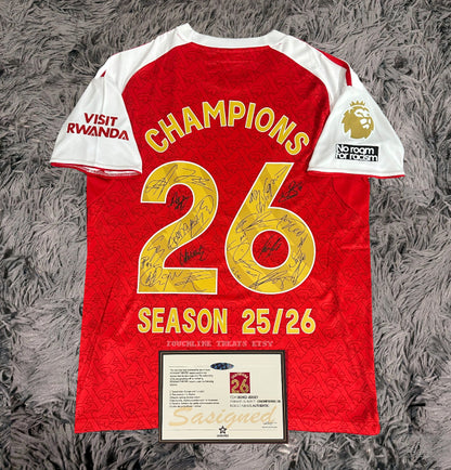 Arsenal Champions Full Team Signed 25/26 Jersey Shirt - COA - Signature Version