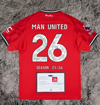 Man United Full Squad Signed 25/26 Home Jersey Shirt - COA - Signature Version
