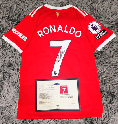 Cristiano Ronaldo Signed Man United 21/22 Home Jersey Shirt - COA - Signature Version