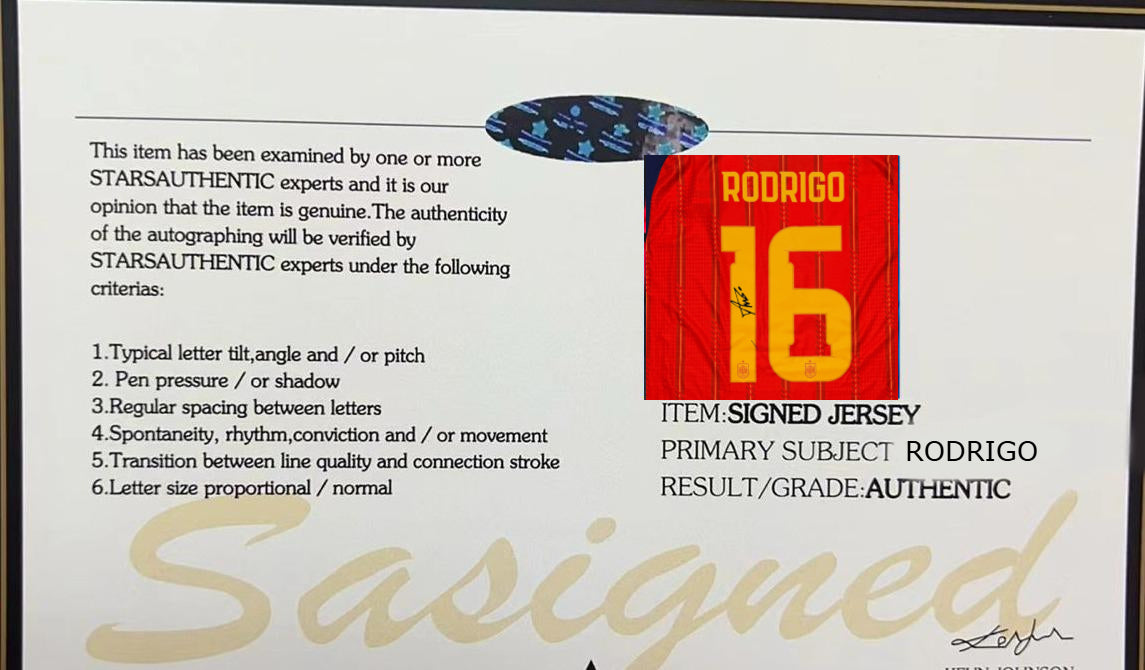 Rodrigo Rodri Signed Spain 2026/27 Home Jersey Shirt - COA - Signature Version