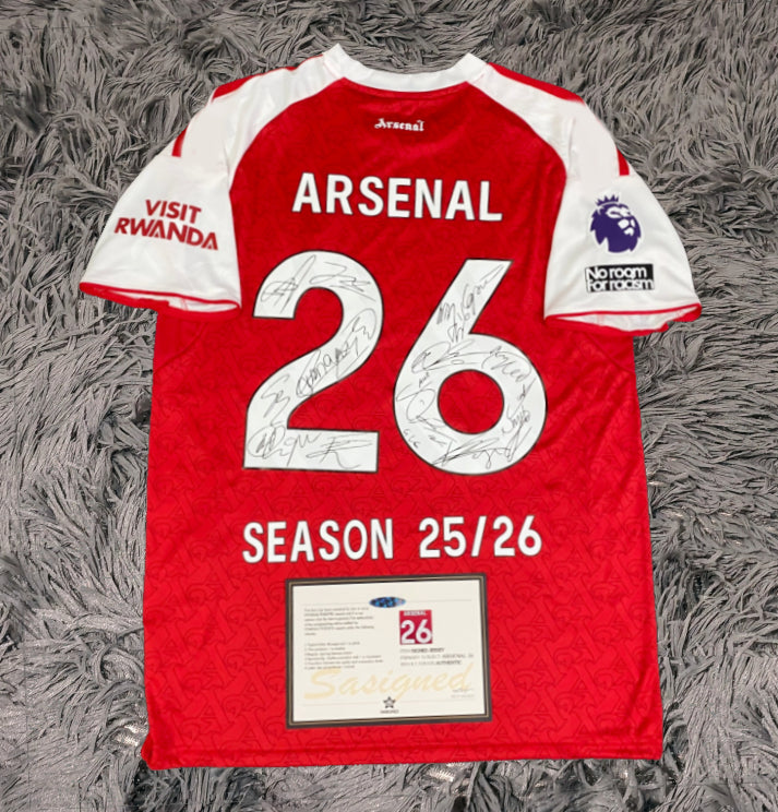 Arsenal Full Team Signed 25/26 Jersey Shirt - COA - Signature Version