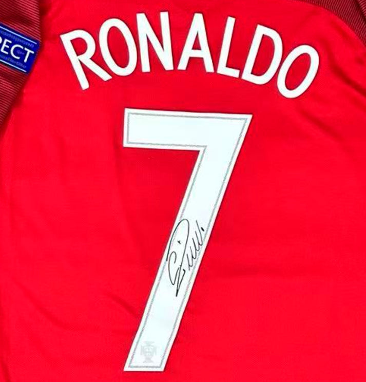 Cristiano Ronaldo Signed Portugal Final 15/16 Home Jersey Shirt - COA - Signature Version