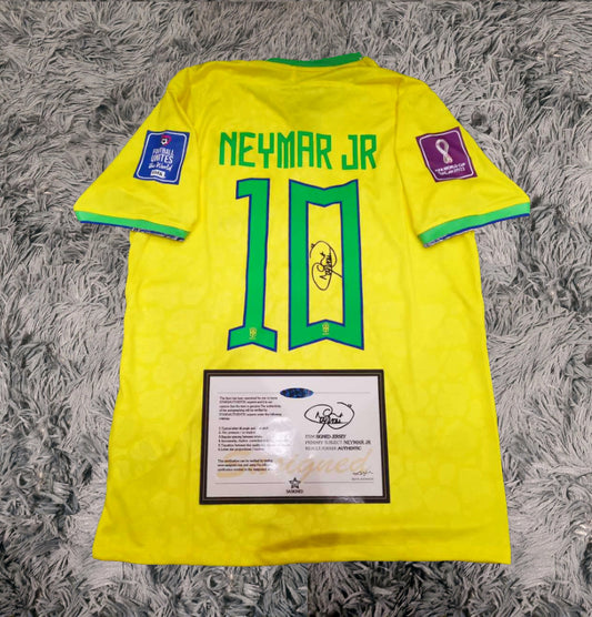Neymar Jr Signed Brazil 2022 Home Jersey Shirt - COA - Signature Version