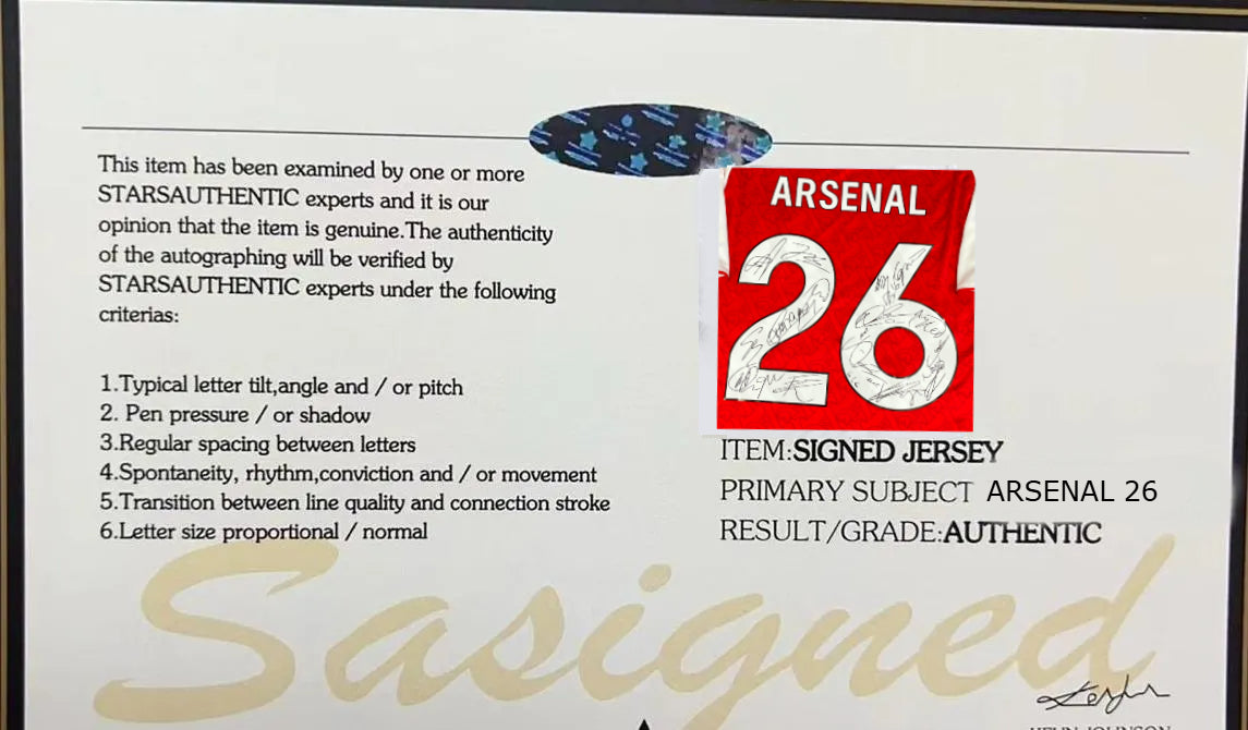 Arsenal Full Team Signed 25/26 Jersey Shirt - COA - Signature Version