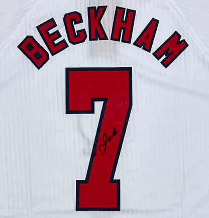 David Beckham Signed England 97/99 Home Jersey Shirt - COA - Signature Version