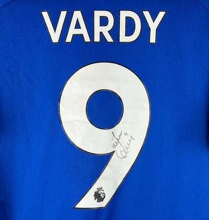 Jamie Vardy Signed Leicester 15/16 Home Champions Jersey Shirt - COA - Signature Version
