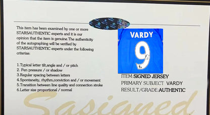 Jamie Vardy Signed Leicester 15/16 Home Champions Jersey Shirt - COA - Signature Version