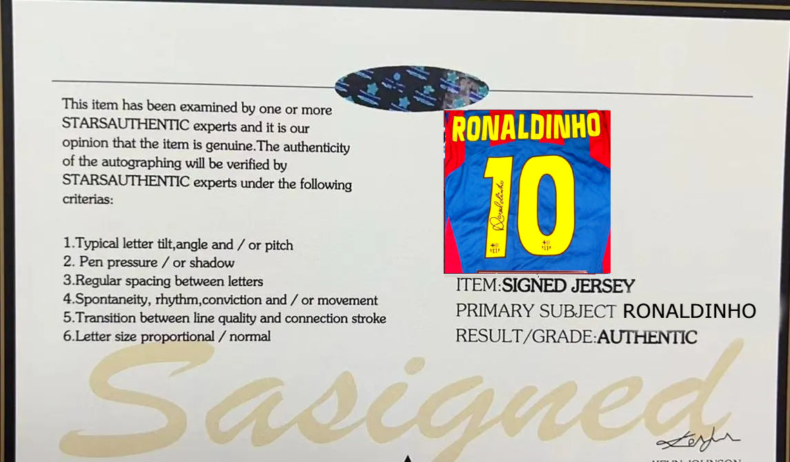 Ronaldinho Gaúcho Signed Barcelona 04/05 Home Jersey Shirt - COA - Signature Version