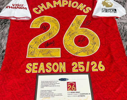 Arsenal Champions Full Team Signed 25/26 Jersey Shirt - COA - Signature Version