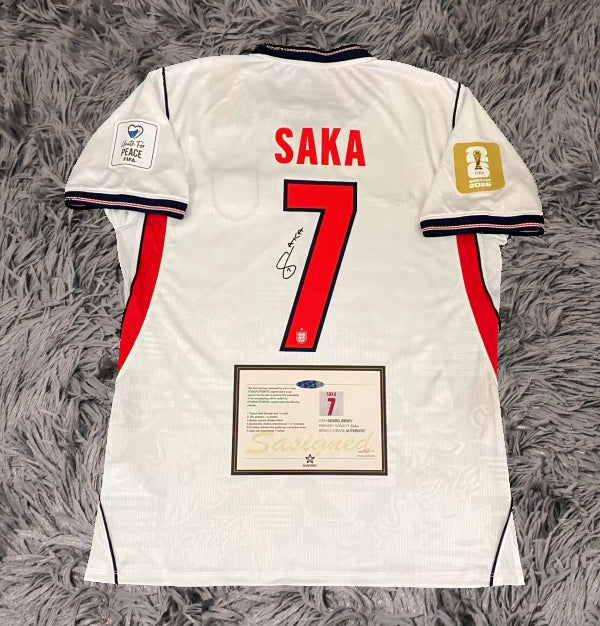 Bukayo Saka Signed England 2026 World Cup Jersey Shirt - COA - Signature Version