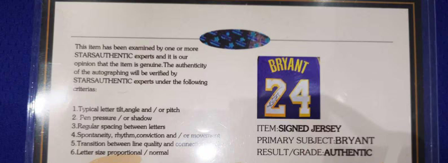 Kobe Bryant Signed LA Lakers #24 Home Jersey Shirt - COA - Signature Version