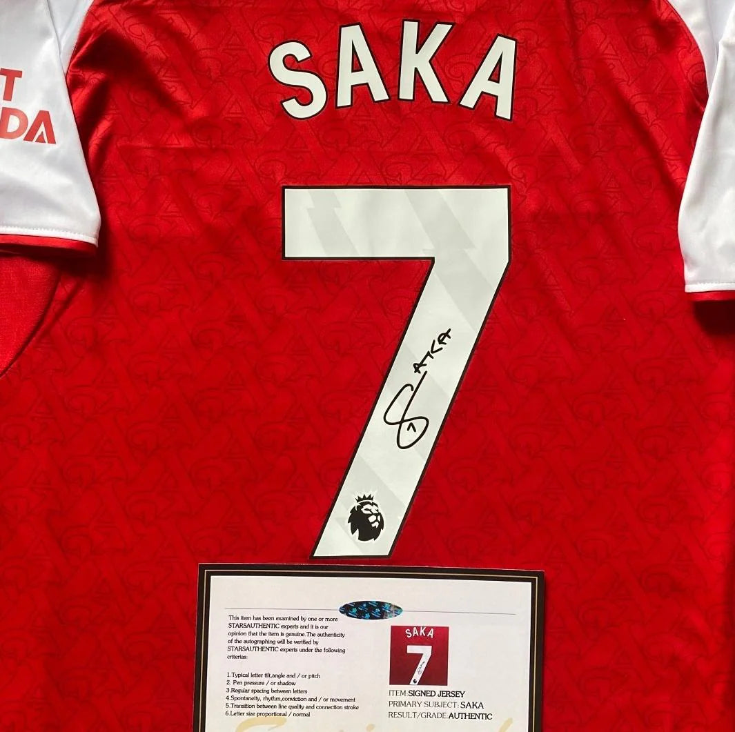 Bukayo Saka Signed Arsenal 25/26 Home Jersey Shirt - COA - Signature Version