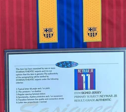 Neymar Jr Signed Barcelona 16/17 Home Jersey Shirt - COA - Signature Version
