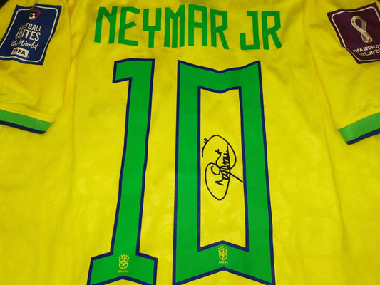 Neymar Jr Signed Brazil 2022 Home Jersey Shirt - COA - Signature Version