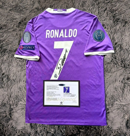 Cristiano Ronaldo Signed Real Madrid 17/18 Purple Away Jersey Shirt - COA - Signature Version