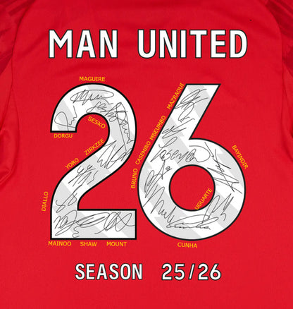 Man United Full Squad Signed 25/26 Home Jersey Shirt - COA - Signature Version