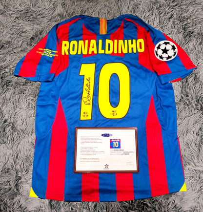 Ronaldinho Gaúcho Signed Barcelona 04/05 Home Jersey Shirt - COA - Signature Version