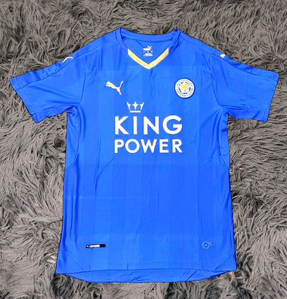 Jamie Vardy Signed Leicester 15/16 Home Champions Jersey Shirt - COA - Signature Version