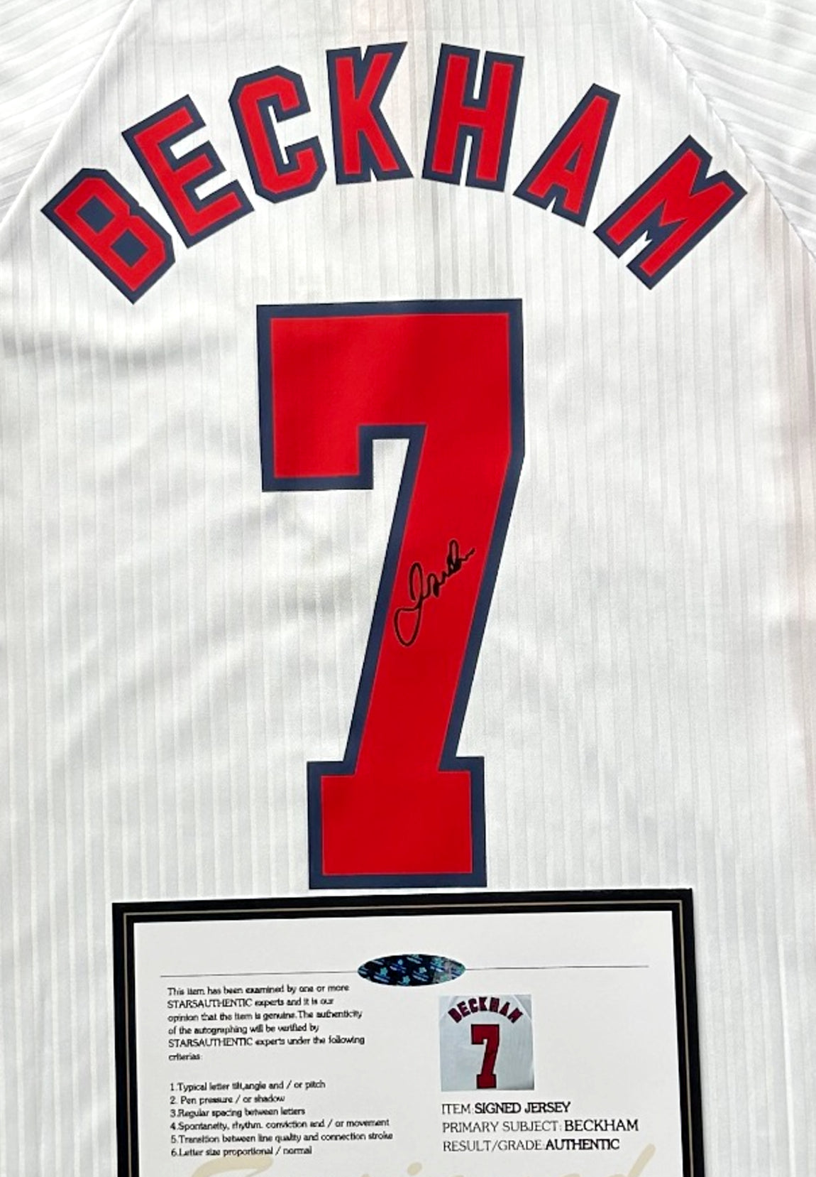 David Beckham Signed England 97/99 Home Jersey Shirt - COA - Signature Version