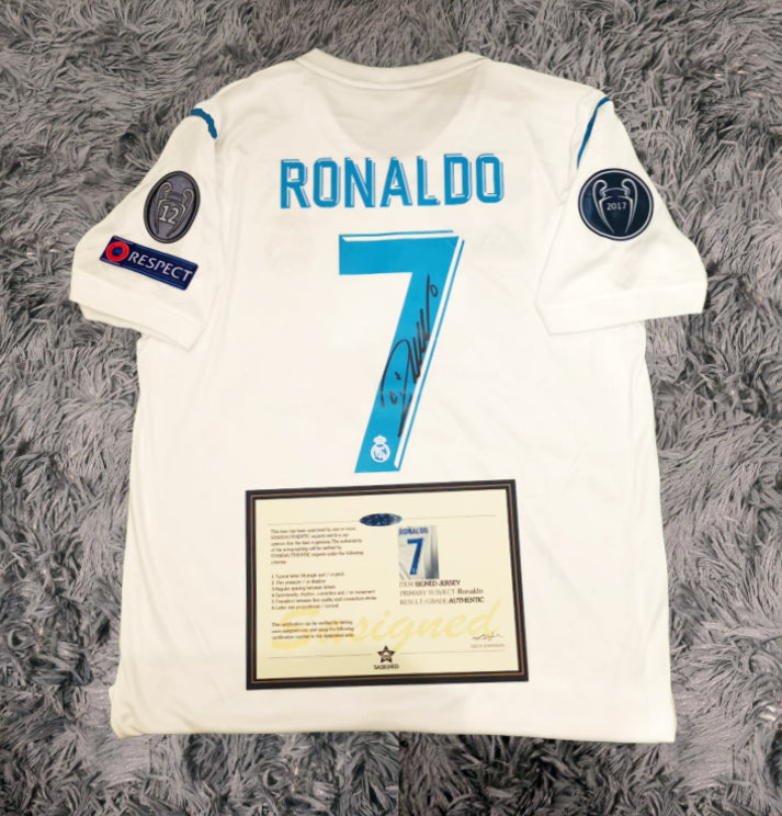 Cristiano Ronaldo Signed Real Madrid 17/18 Home Jersey Shirt - COA - Signature Version
