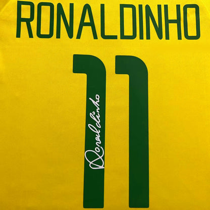 Ronaldinho Gaúcho Signed Brazil 02/03 Home Jersey Shirt - COA - Signature Version