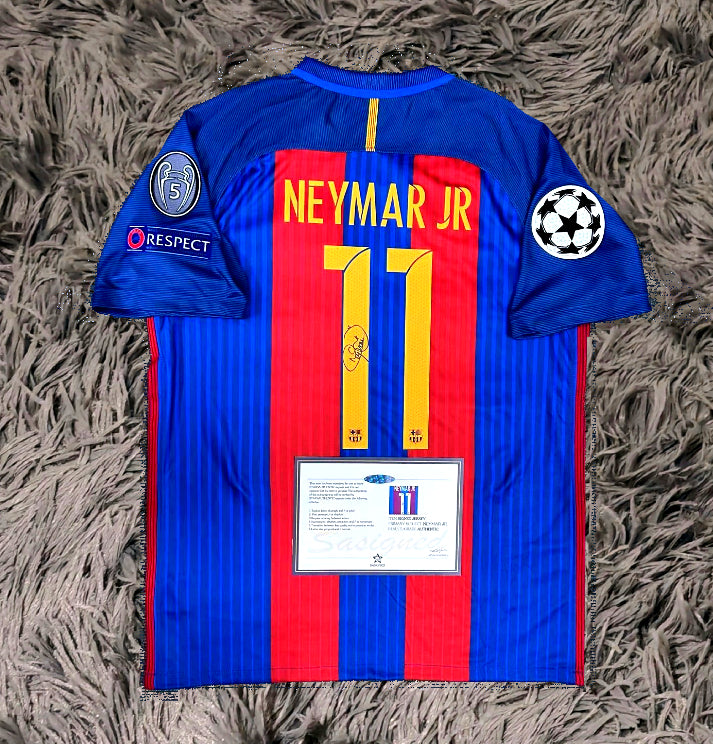 Neymar Jr Signed Barcelona 16/17 Home Jersey Shirt - COA - Signature Version