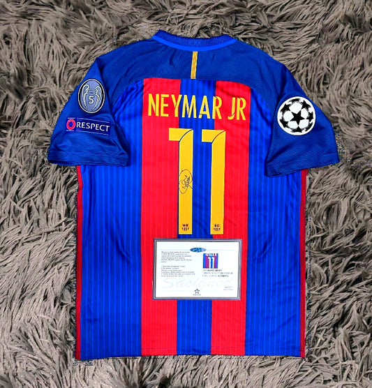 Neymar Jr Signed Barcelona 16/17 Home Jersey Shirt - COA - Signature Version