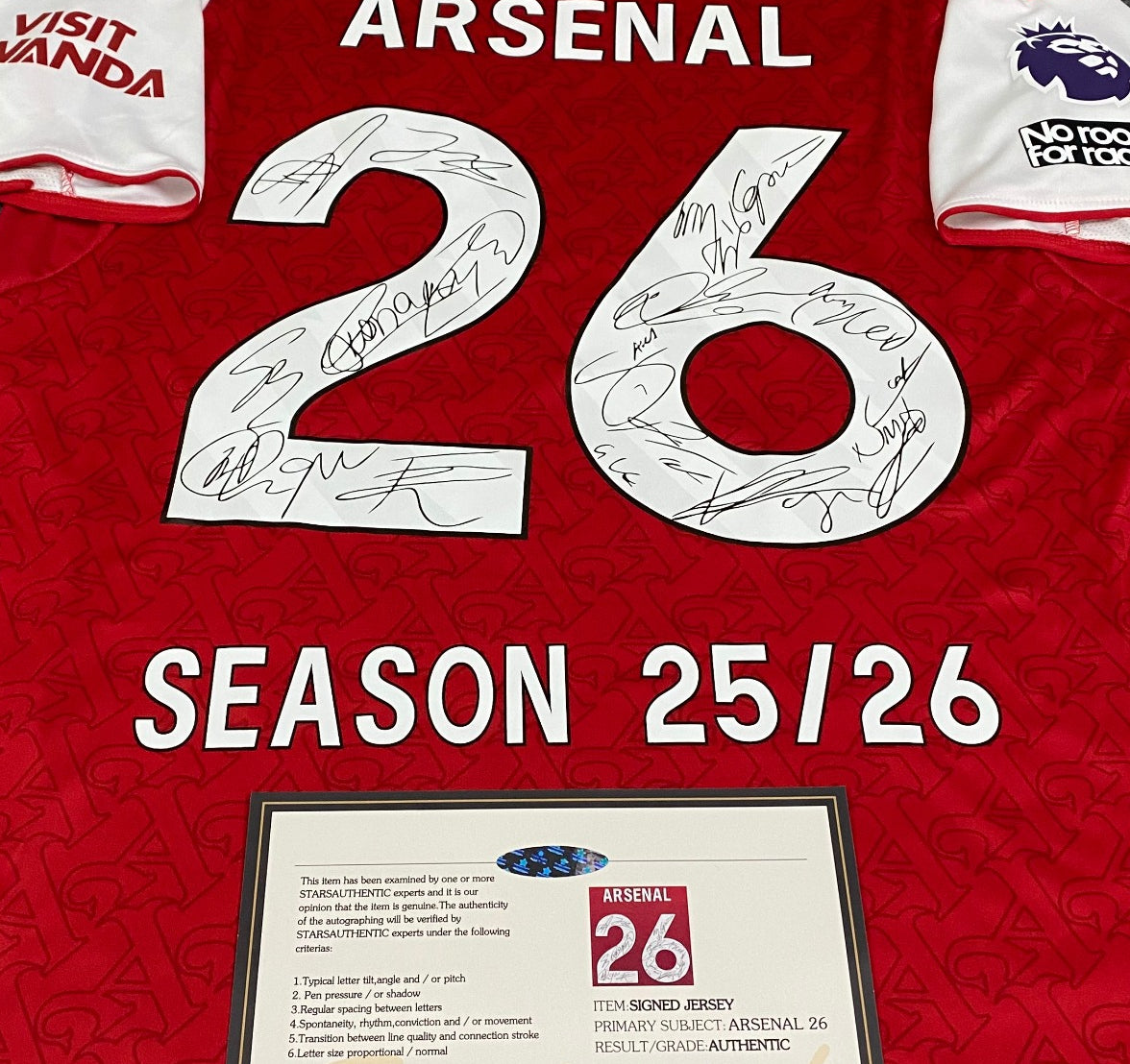 Arsenal Full Team Signed 25/26 Jersey Shirt - COA - Signature Version