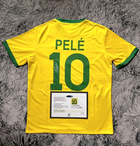 Pele Signed Brazil 1970 Jersey Shirt - COA - Signature Version