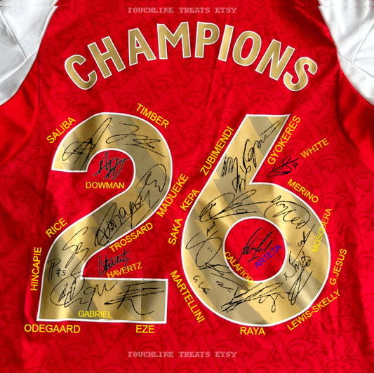 Arsenal Champions Full Team Signed 25/26 Jersey Shirt - COA - Signature Version