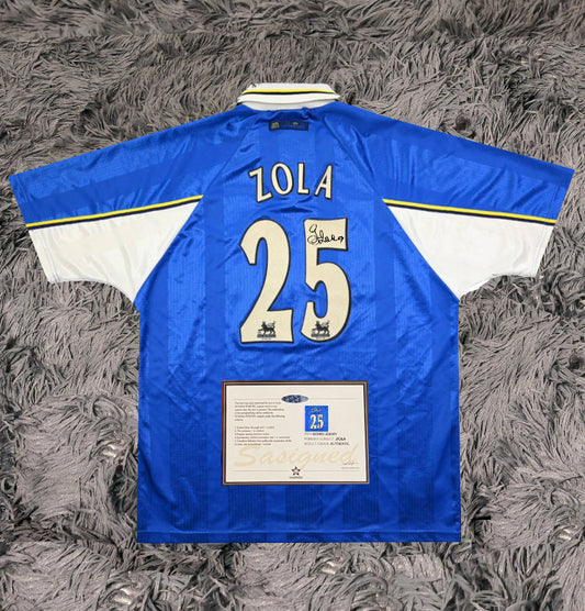 Gianfranco Zola Signed Chelsea 97/98 Home Jersey Shirt - COA - Signature Version
