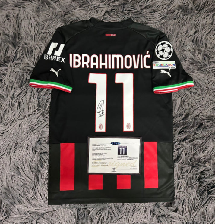 Zlatan Ibrahimovic Signed AC Milan 22/23 Home Jersey Shirt - COA - Signature Version